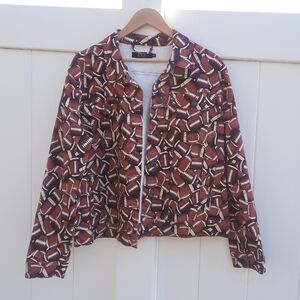 L&B Football Print Jean Jacket | Size XL